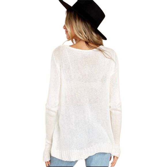 Wooden Ships Snow White Tailgate Season Football Sweater S/M - Picture 3 of 10